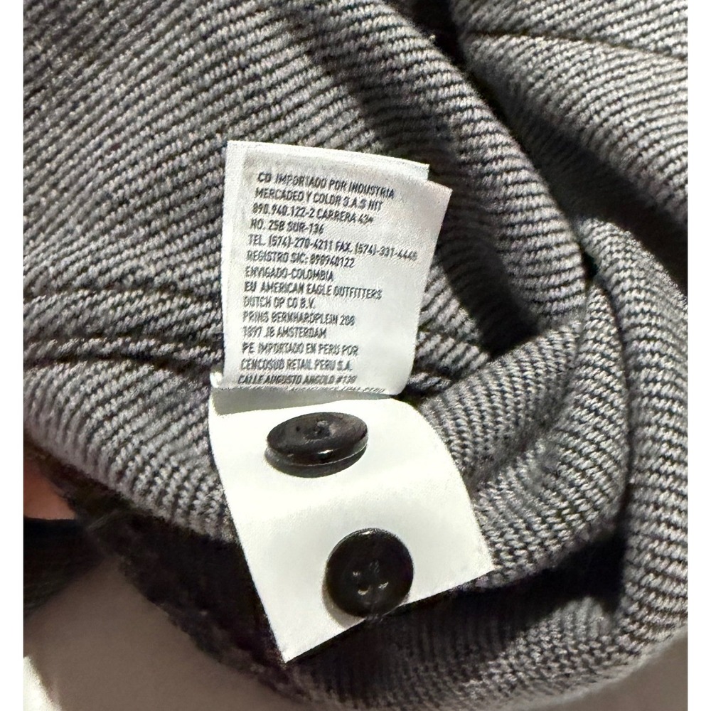 American Eagle Outfitters Mens Small Gray White Striped Button Down Shirt Cotton - Picture 6 of 7
